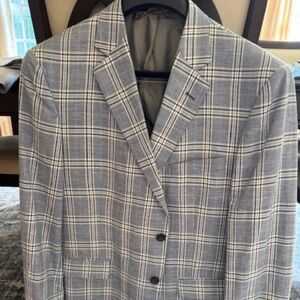 Brooke Brothers Plaid Linen/Cotton Sport Coat, 44R